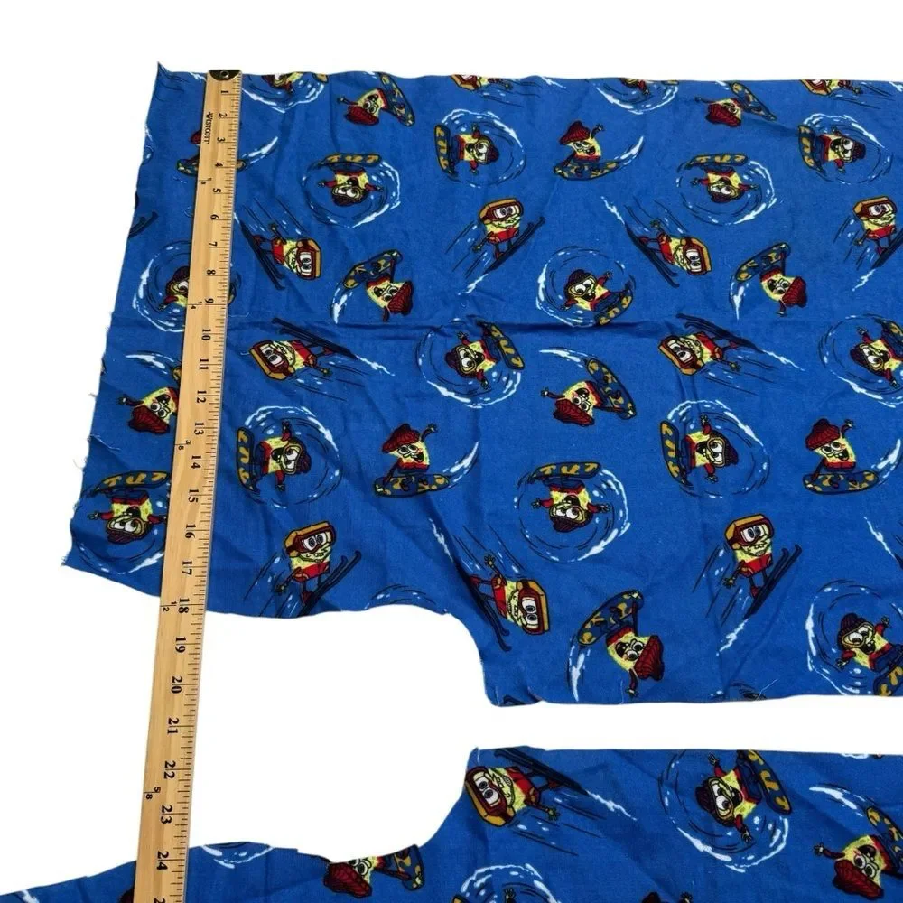 Vintage 2004 SpongeBob SquarePants Ski Snowboard Flannel Fabric Pieces Adorable